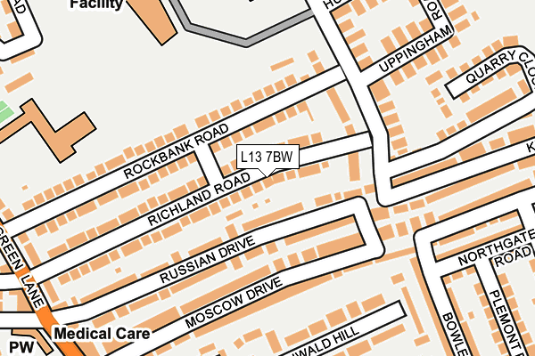 L13 7BW map - OS OpenMap – Local (Ordnance Survey)