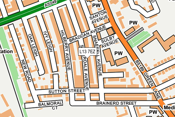 L13 7EZ map - OS OpenMap – Local (Ordnance Survey)