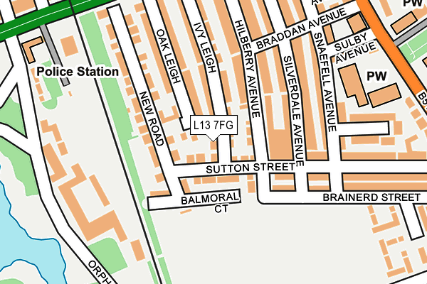 L13 7FG map - OS OpenMap – Local (Ordnance Survey)