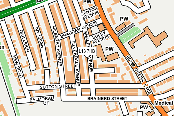 L13 7HB map - OS OpenMap – Local (Ordnance Survey)