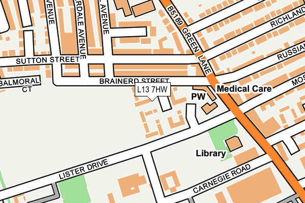 L13 7HW map - OS OpenMap – Local (Ordnance Survey)