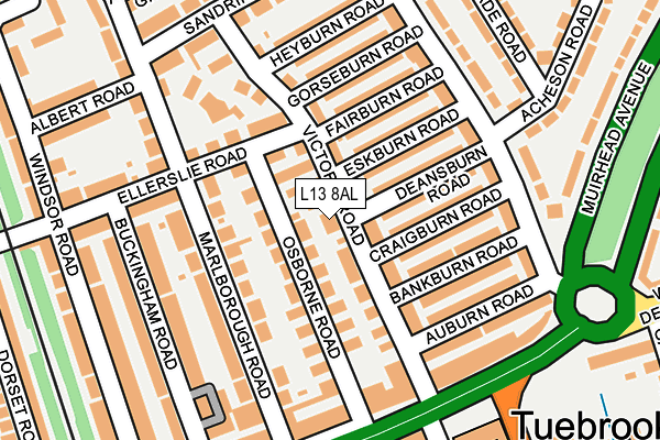 L13 8AL map - OS OpenMap – Local (Ordnance Survey)