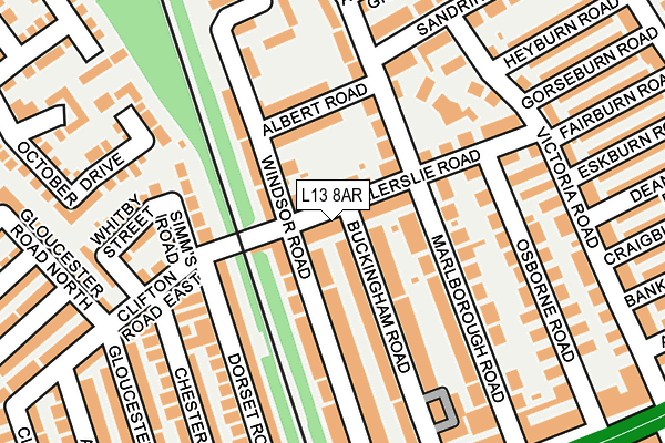 L13 8AR map - OS OpenMap – Local (Ordnance Survey)