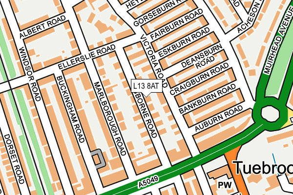 L13 8AT map - OS OpenMap – Local (Ordnance Survey)