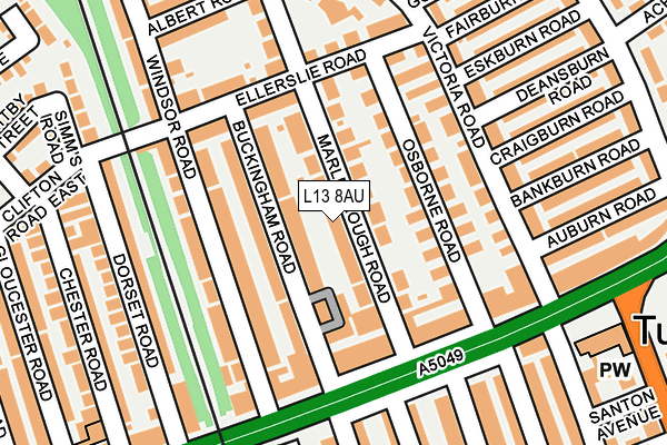 L13 8AU map - OS OpenMap – Local (Ordnance Survey)