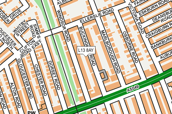 L13 8AY map - OS OpenMap – Local (Ordnance Survey)
