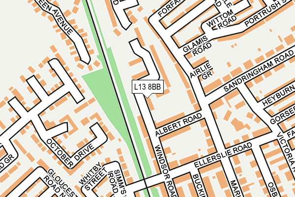 L13 8BB map - OS OpenMap – Local (Ordnance Survey)