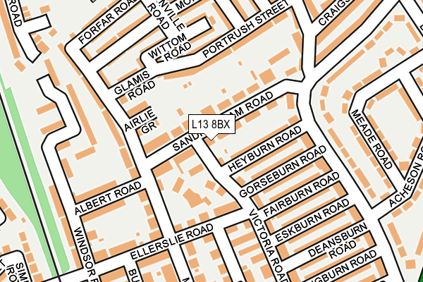 L13 8BX map - OS OpenMap – Local (Ordnance Survey)