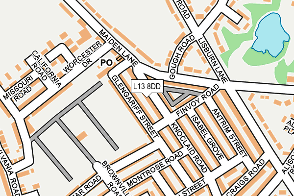 L13 8DD map - OS OpenMap – Local (Ordnance Survey)