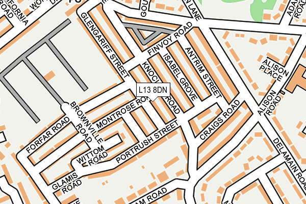 L13 8DN map - OS OpenMap – Local (Ordnance Survey)