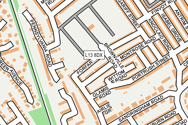 L13 8DX map - OS OpenMap – Local (Ordnance Survey)