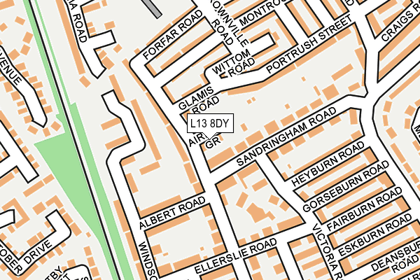 L13 8DY map - OS OpenMap – Local (Ordnance Survey)