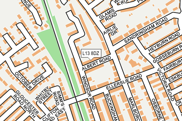 L13 8DZ map - OS OpenMap – Local (Ordnance Survey)
