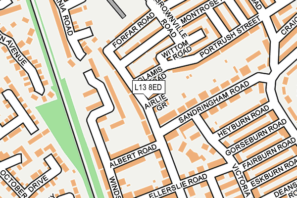 L13 8ED map - OS OpenMap – Local (Ordnance Survey)