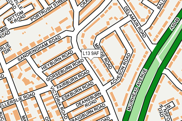 L13 9AF map - OS OpenMap – Local (Ordnance Survey)