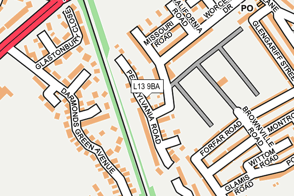 L13 9BA map - OS OpenMap – Local (Ordnance Survey)