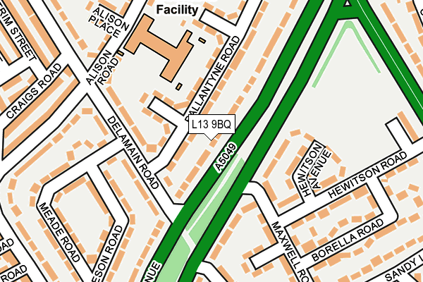 L13 9BQ map - OS OpenMap – Local (Ordnance Survey)