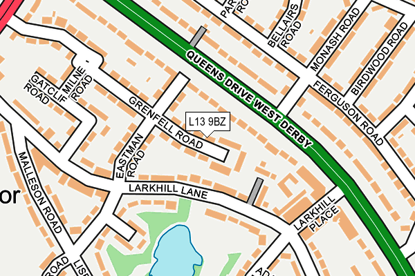 L13 9BZ map - OS OpenMap – Local (Ordnance Survey)
