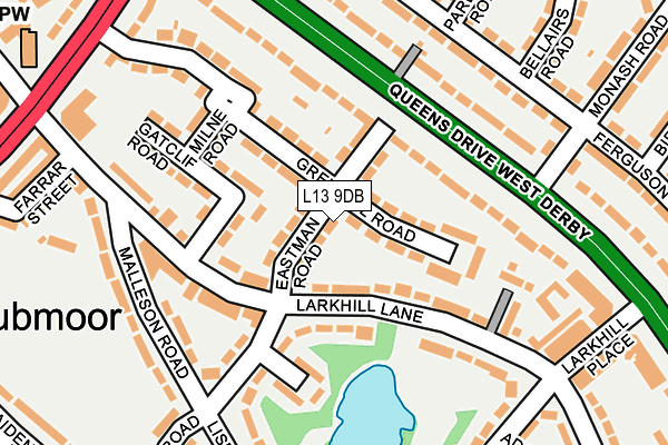 L13 9DB map - OS OpenMap – Local (Ordnance Survey)