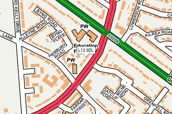 L13 9DL map - OS OpenMap – Local (Ordnance Survey)