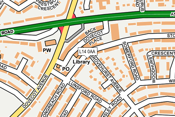 L14 0AA map - OS OpenMap – Local (Ordnance Survey)