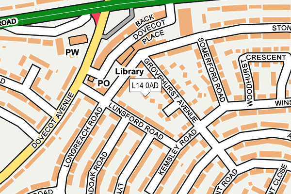 L14 0AD map - OS OpenMap – Local (Ordnance Survey)