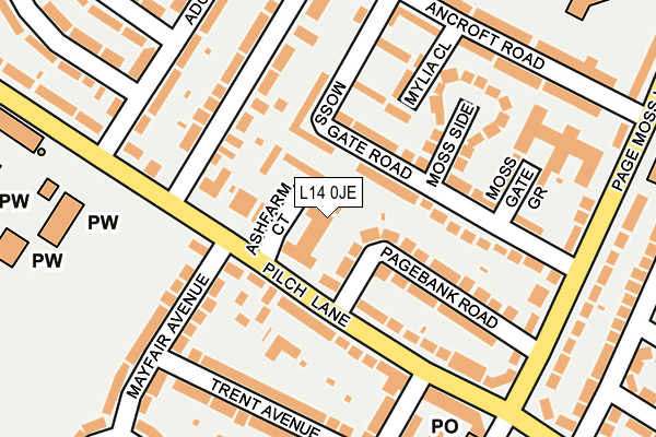 L14 0JE map - OS OpenMap – Local (Ordnance Survey)