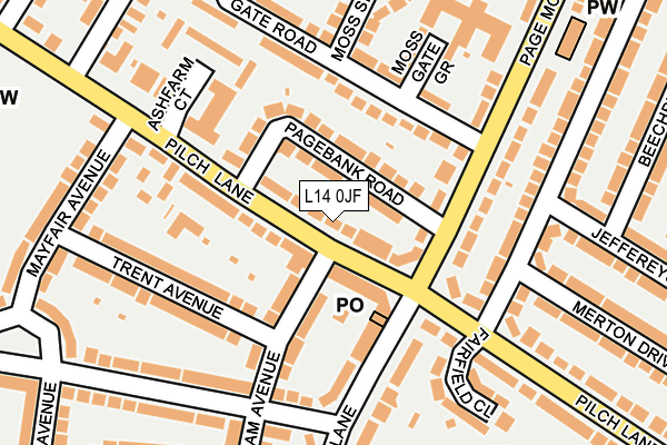 L14 0JF map - OS OpenMap – Local (Ordnance Survey)