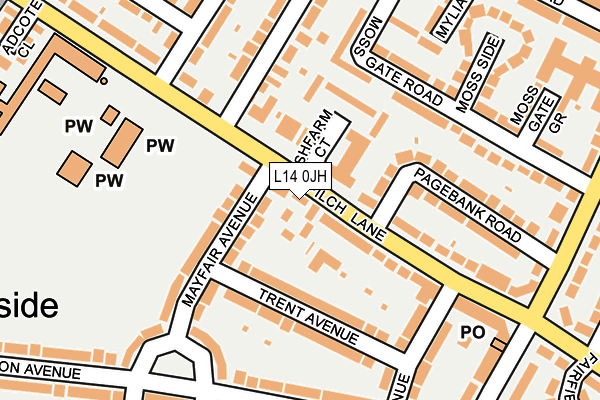 L14 0JH map - OS OpenMap – Local (Ordnance Survey)