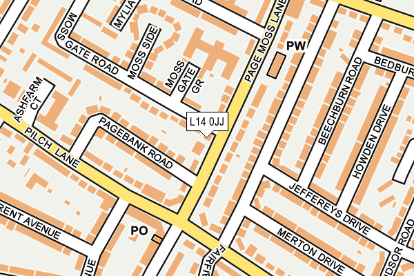 L14 0JJ map - OS OpenMap – Local (Ordnance Survey)