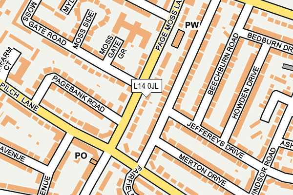 L14 0JL map - OS OpenMap – Local (Ordnance Survey)