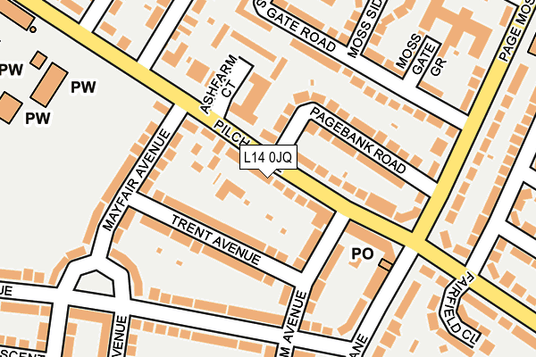 L14 0JQ map - OS OpenMap – Local (Ordnance Survey)