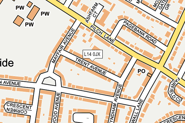 L14 0JX map - OS OpenMap – Local (Ordnance Survey)