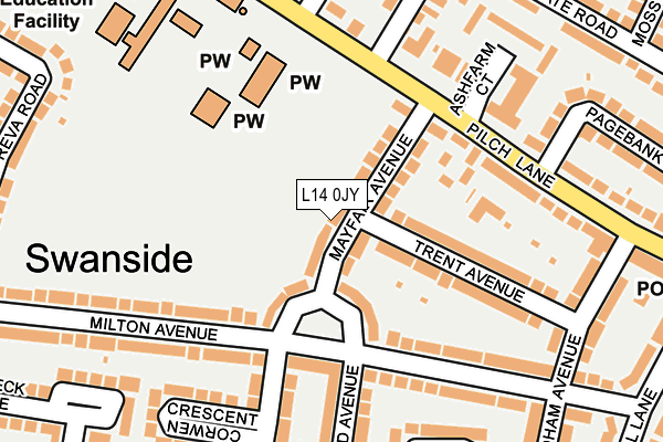 L14 0JY map - OS OpenMap – Local (Ordnance Survey)