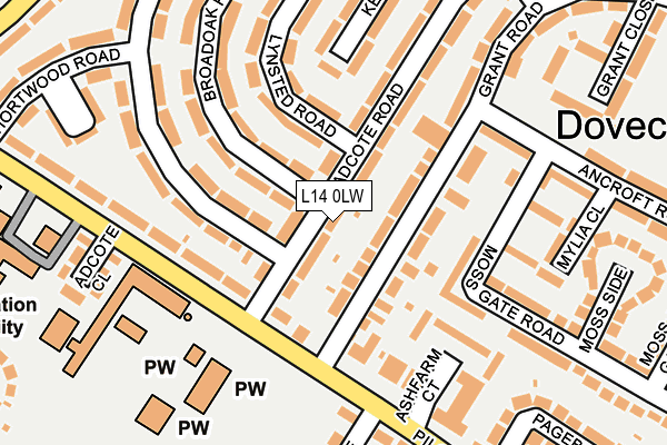 L14 0LW map - OS OpenMap – Local (Ordnance Survey)