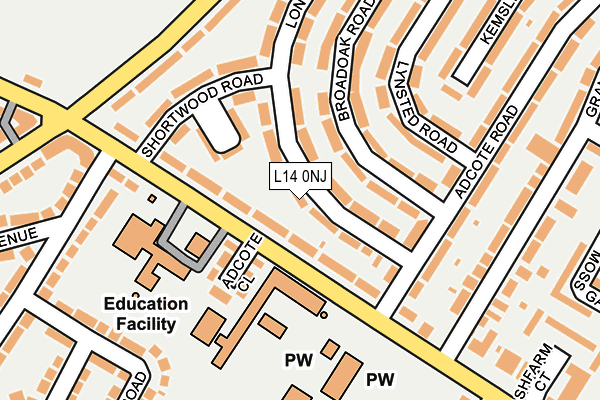 L14 0NJ map - OS OpenMap – Local (Ordnance Survey)