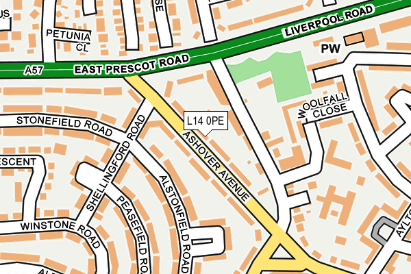L14 0PE map - OS OpenMap – Local (Ordnance Survey)