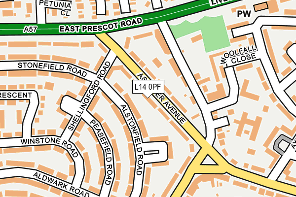 L14 0PF map - OS OpenMap – Local (Ordnance Survey)