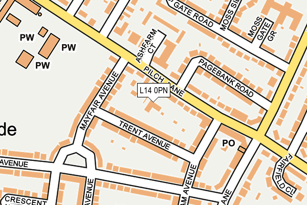 L14 0PN map - OS OpenMap – Local (Ordnance Survey)