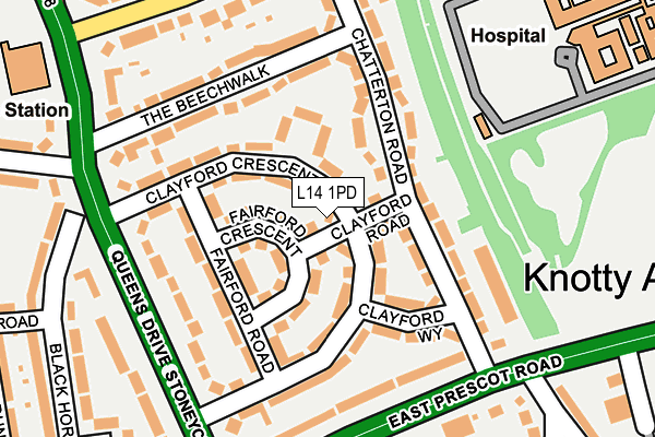 L14 1PD map - OS OpenMap – Local (Ordnance Survey)