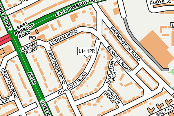 L14 1PR map - OS OpenMap – Local (Ordnance Survey)