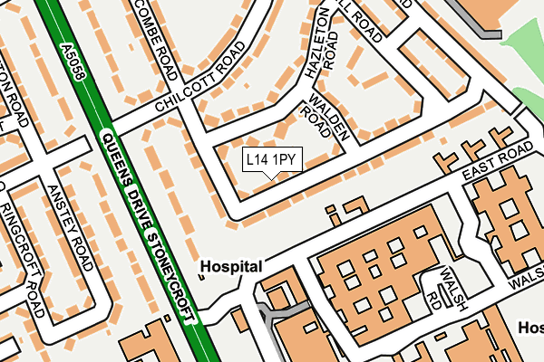 L14 1PY map - OS OpenMap – Local (Ordnance Survey)