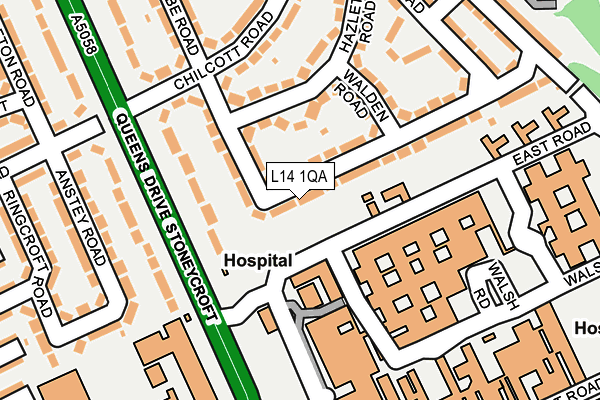 L14 1QA map - OS OpenMap – Local (Ordnance Survey)