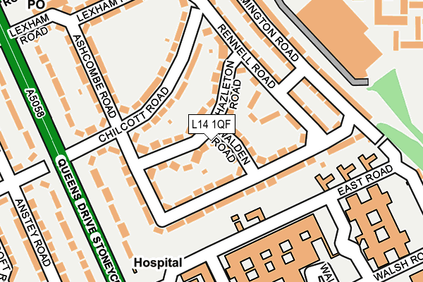 L14 1QF map - OS OpenMap – Local (Ordnance Survey)