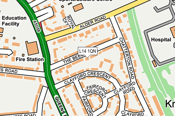 L14 1QN map - OS OpenMap – Local (Ordnance Survey)