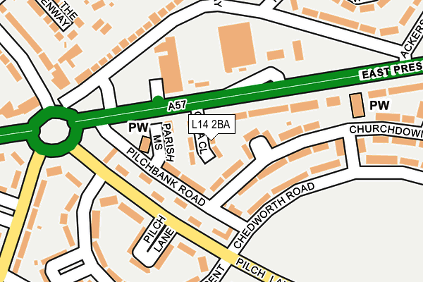L14 2BA map - OS OpenMap – Local (Ordnance Survey)