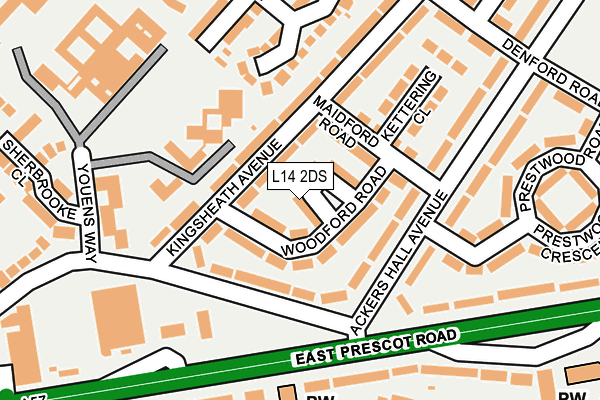 L14 2DS map - OS OpenMap – Local (Ordnance Survey)