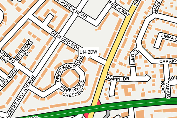 L14 2DW map - OS OpenMap – Local (Ordnance Survey)