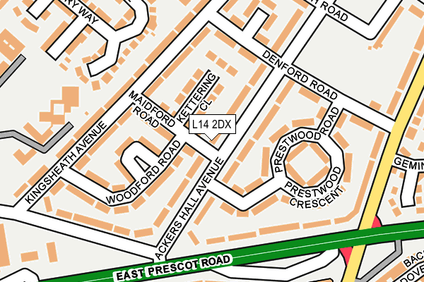 L14 2DX map - OS OpenMap – Local (Ordnance Survey)