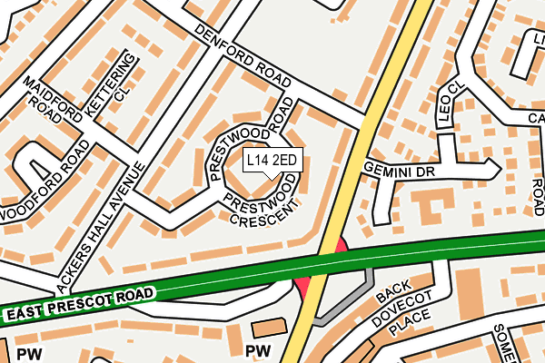 L14 2ED map - OS OpenMap – Local (Ordnance Survey)